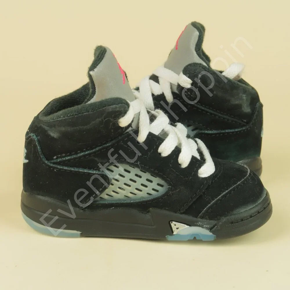 Nike Air Jordan 5 Retro OG TD Size 4C Black Metallic Reimagined Shoes HF3977-001